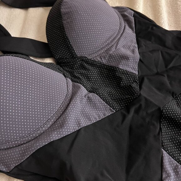Spanx black and gray dot onepiece swim shapewear size small - Picture 3 of 7